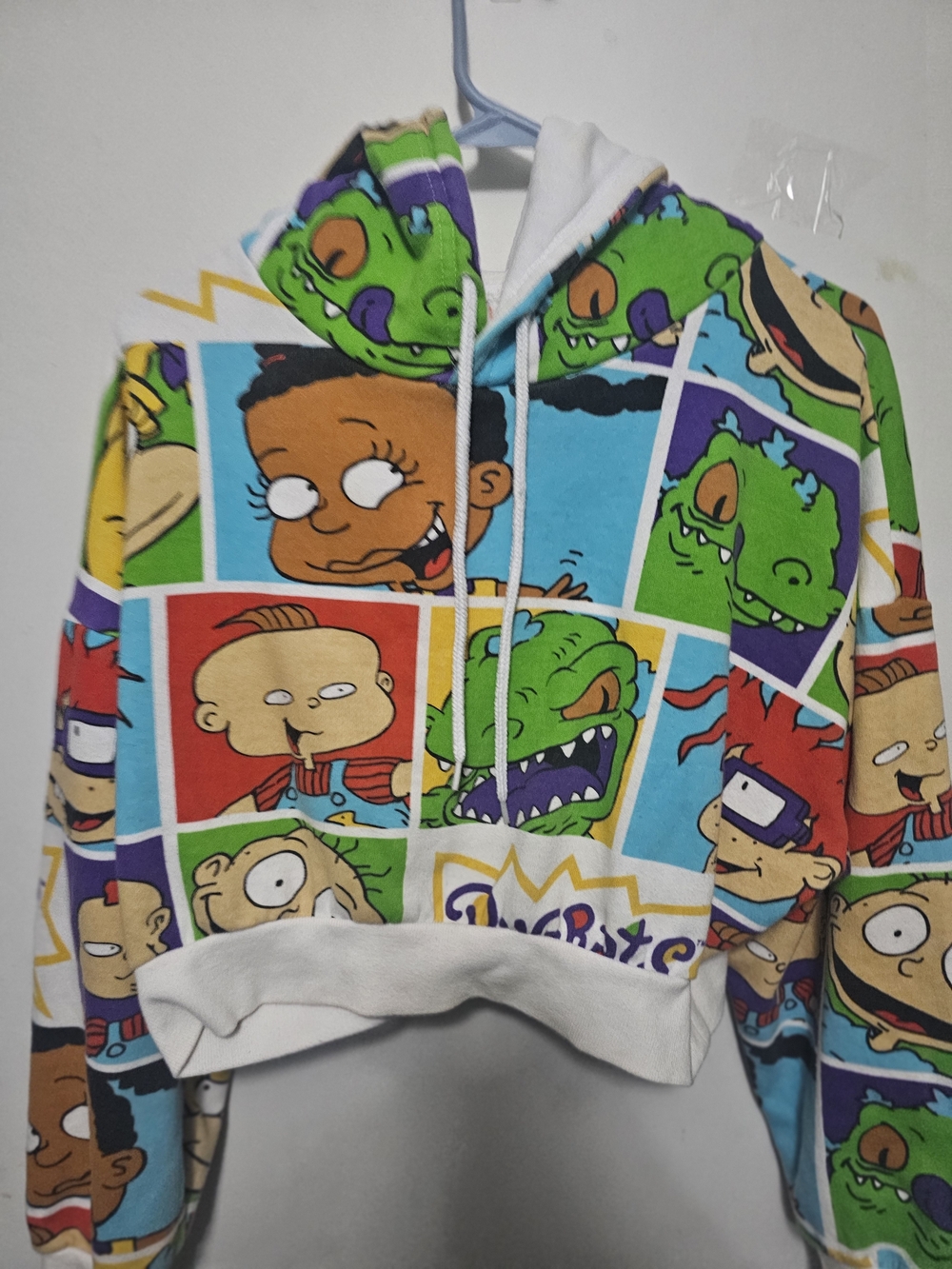 Nickelodeon Cropped Hoodie in Green, Blue, Purple, Red
